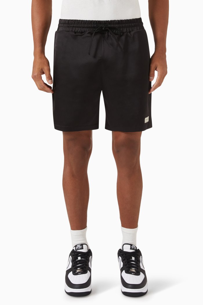 

Relaxed Logo Shorts in Satin, Black