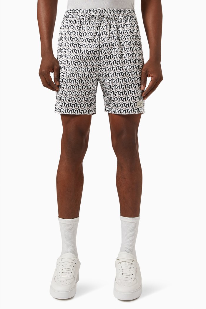 

Monogram-print Shorts in SATIN100©, Brown