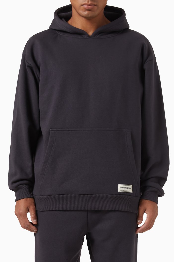 

Oversized Logo Hoodie in Organic Cotton-blend, Grey