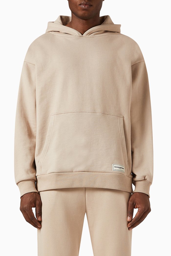 

Oversized Logo Hoodie in Organic Cotton-blend, Neutral