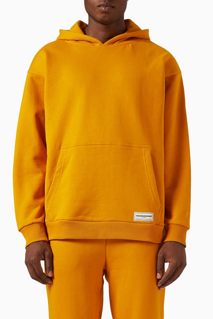 

Oversized Logo Hoodie in Organic Cotton-blend, Yellow