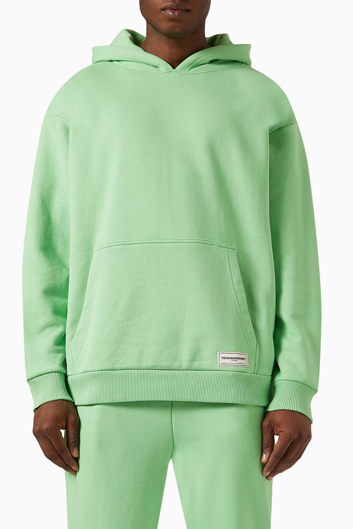 

Oversized Logo Hoodie in Organic Cotton-blend, Green