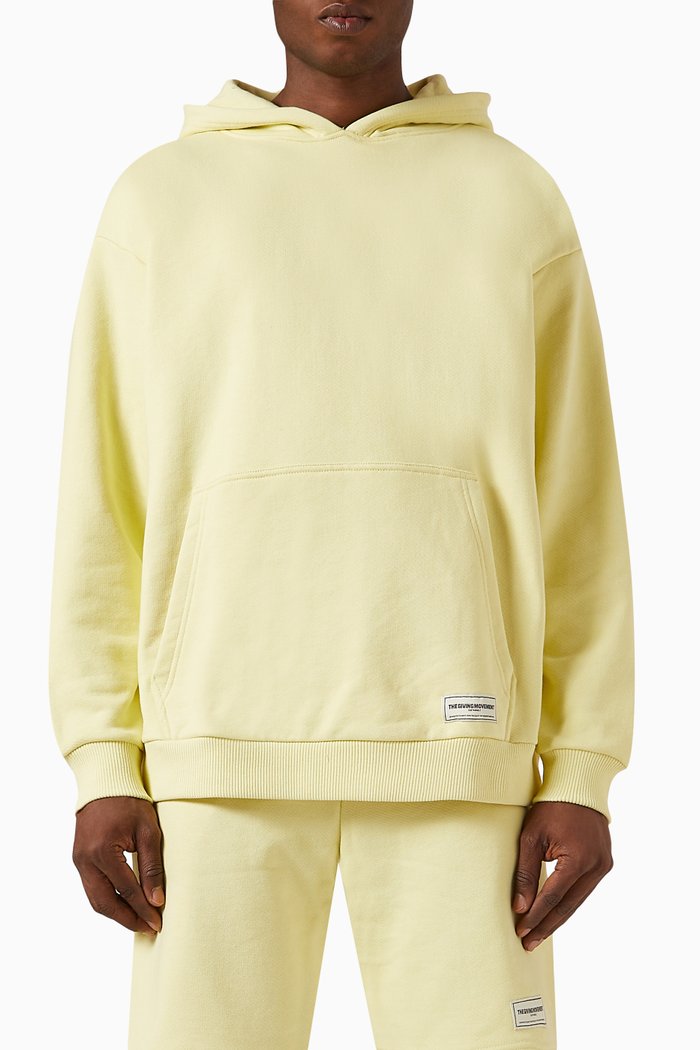 

Oversized Logo Hoodie in Organic Cotton-blend, Yellow