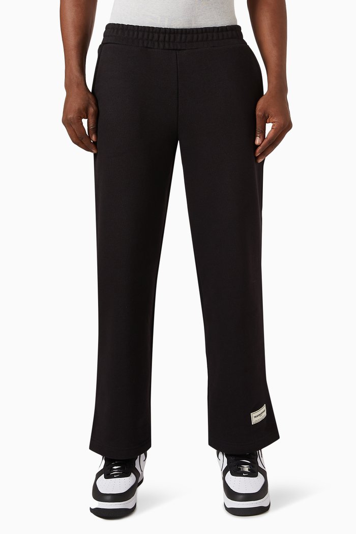 

Logo Wide-leg Sweatpants in Organic Cotton-blend, Black