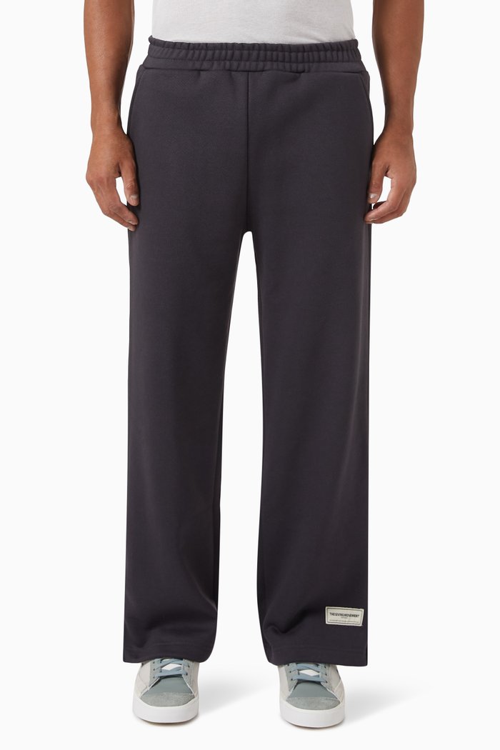 

Logo Wide-leg Sweatpants in Organic Cotton-blend, Grey