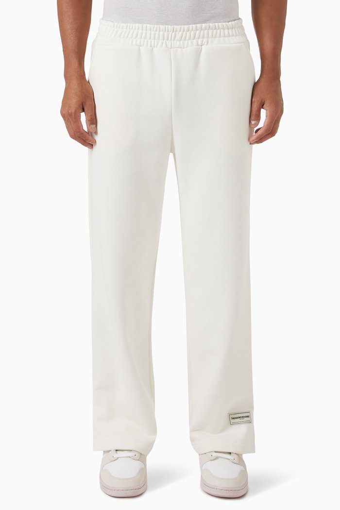 

Logo Wide-leg Sweatpants in Organic Cotton-blend, Neutral