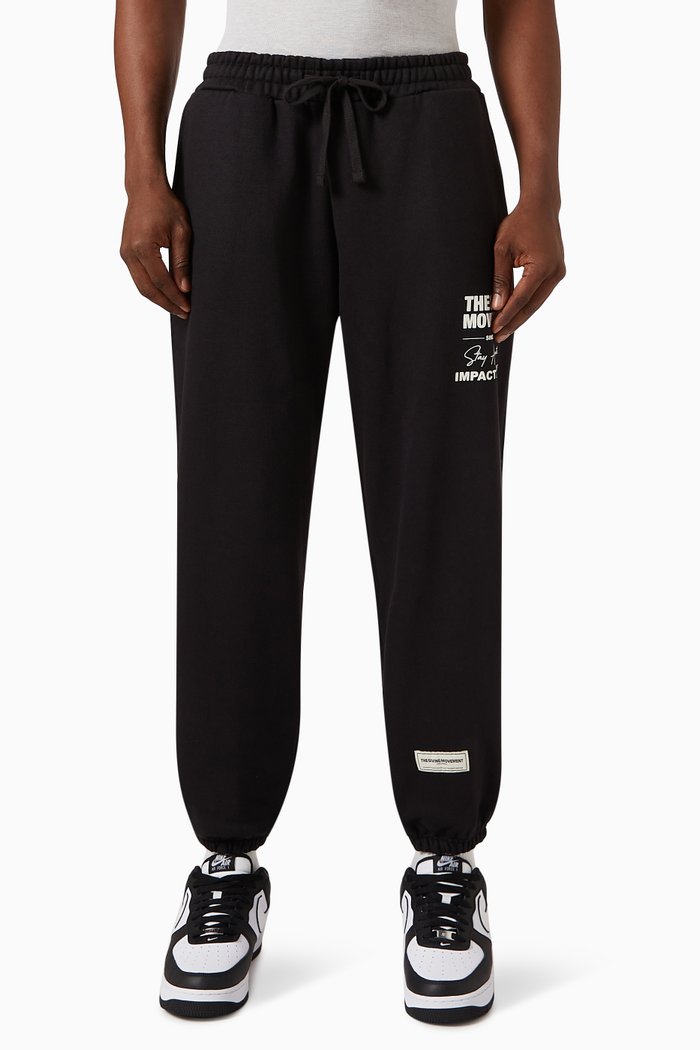 Street Logo-print Sweatpants in Organic Fleece, Black