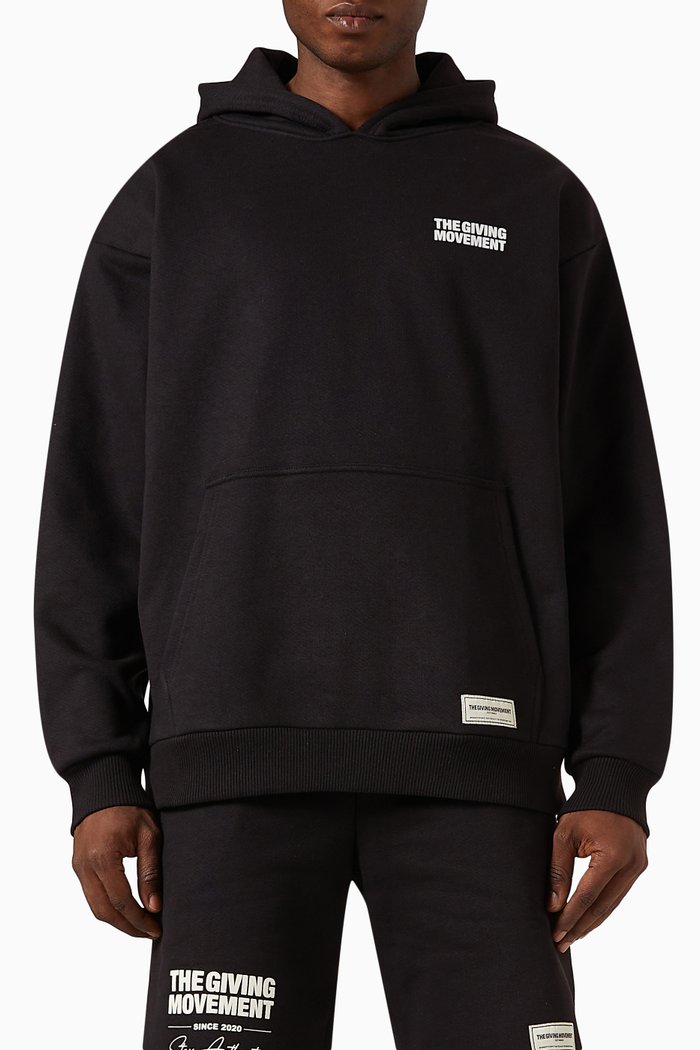 

Street Logo-print Hoodie in Organic Fleece, Black