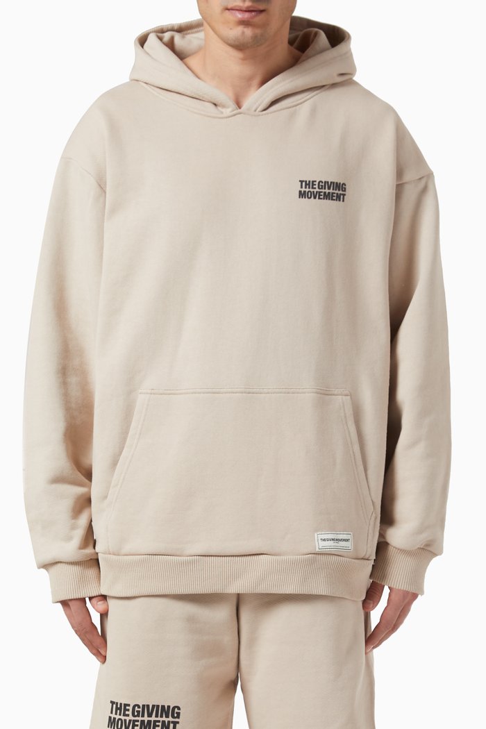

Street Logo-print Hoodie in Organic Fleece, Neutral