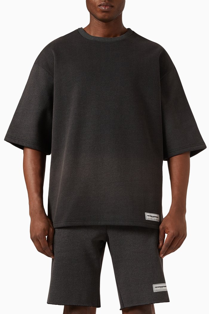 

Washed Oversized T-shirt in Organic Cotton, Black