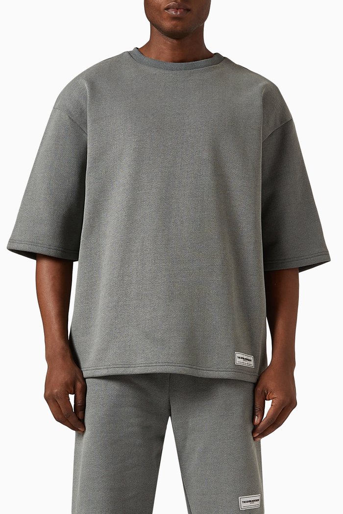 

Washed Oversized T-shirt in Organic Cotton, Grey