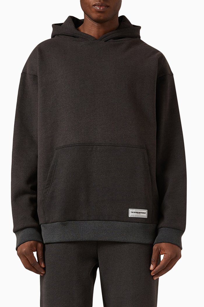 

Oversized Washed Hoodie in Organic Cotton, Black