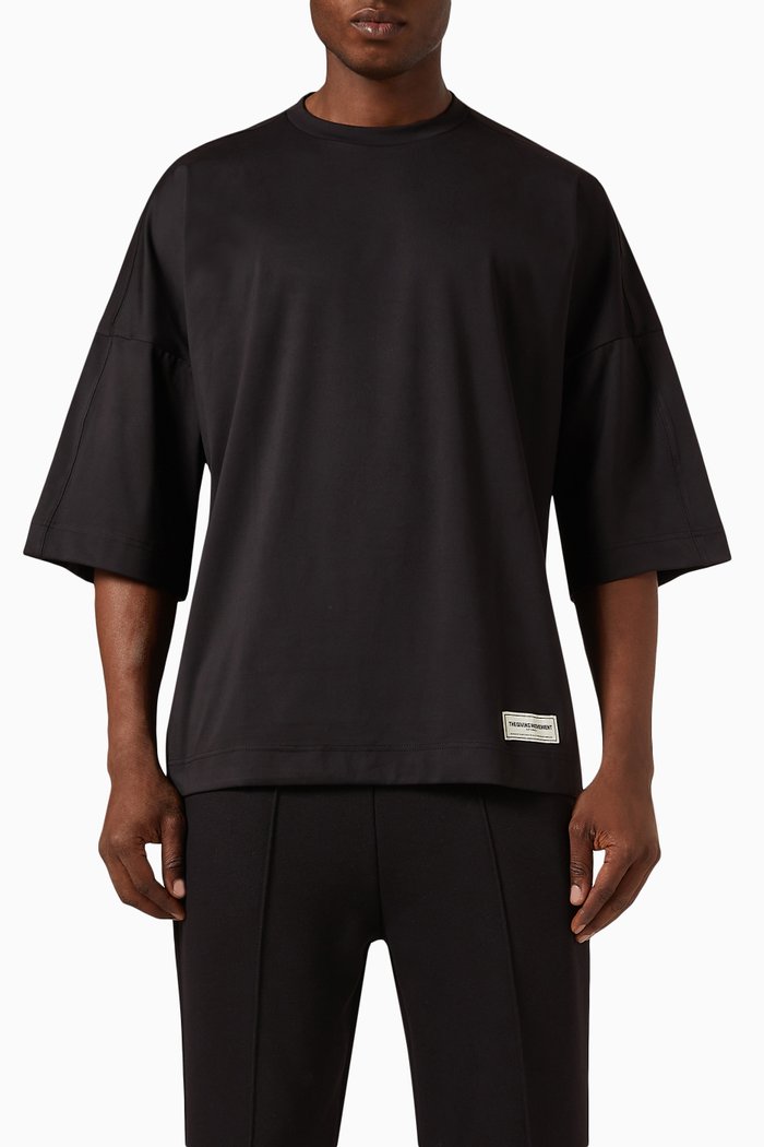 

Super-oversized Exaggerated-sleeve T-shirt in Light Softskin100©, Black