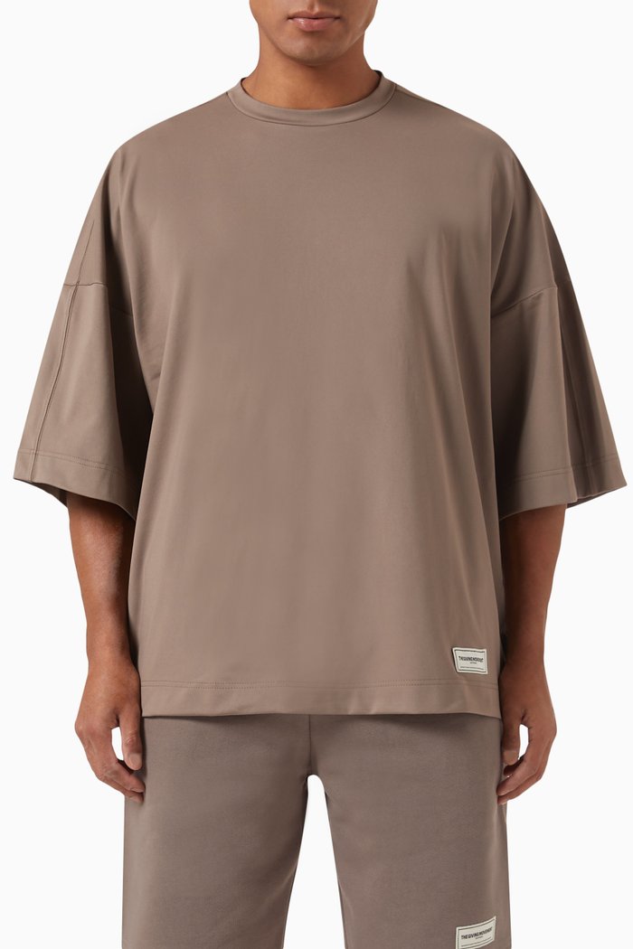 

Super-oversized Exaggerated-sleeve T-shirt in Light Softskin100©, Brown