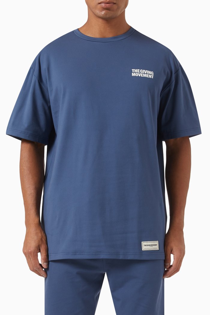 Oversized Street Logo-print T-shirt in Light Softskin100©, Blue