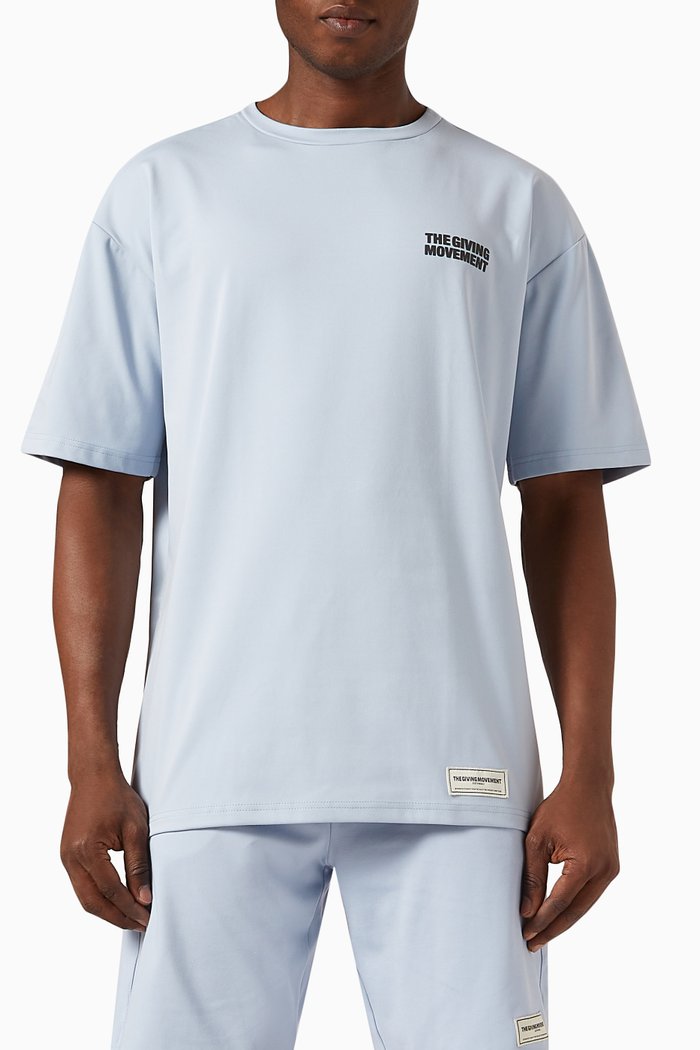 

Oversized Street Logo-print T-shirt in Light Softskin100©, Blue