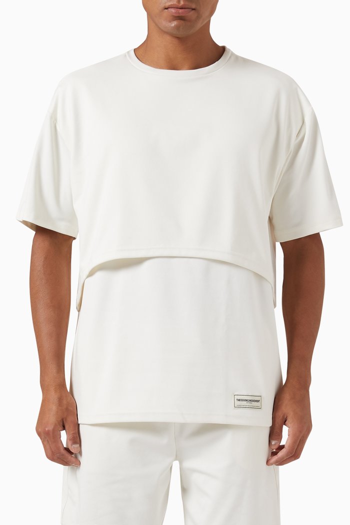 

Oversized Double-layer T-shirt in Light Softskin100©, Neutral