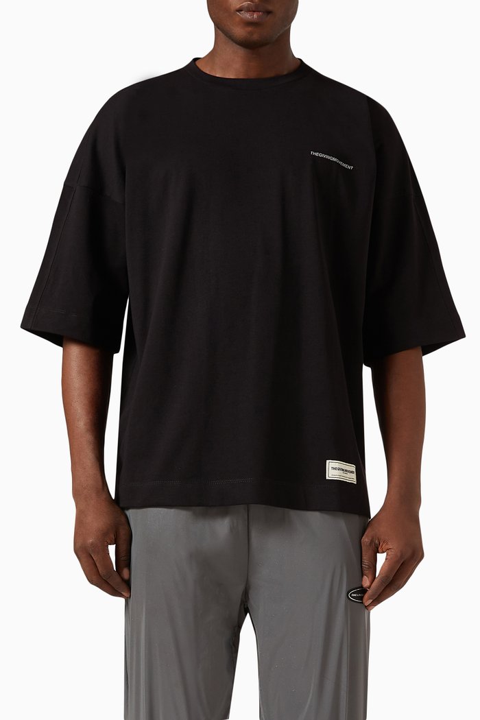 

Oversized Exaggerated-sleeve T-shirt in Light Softskin100©, Black