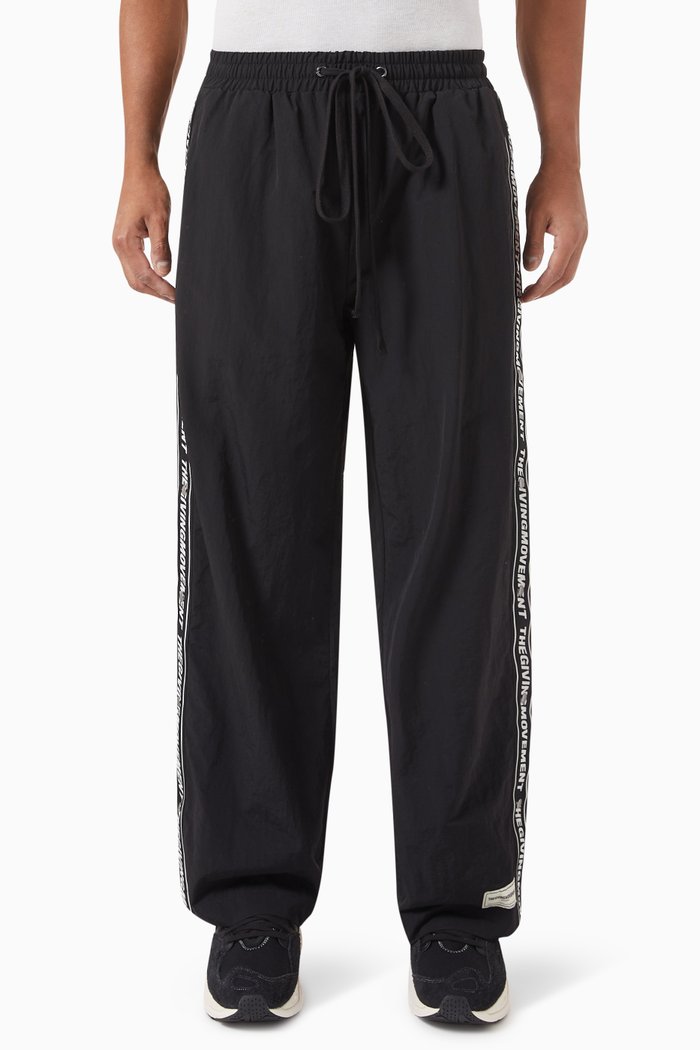 Logo-tape Wide-leg Pants in Re-shell100©, Black