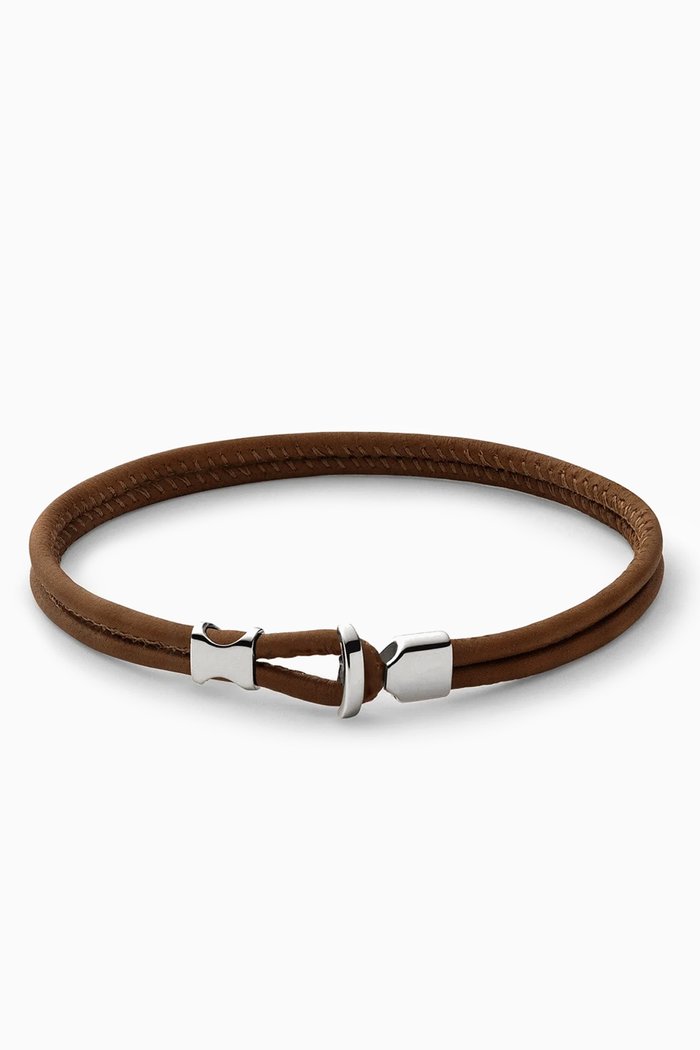 

Orson Loop Bracelet in Sterling Silver & Leather, Brown