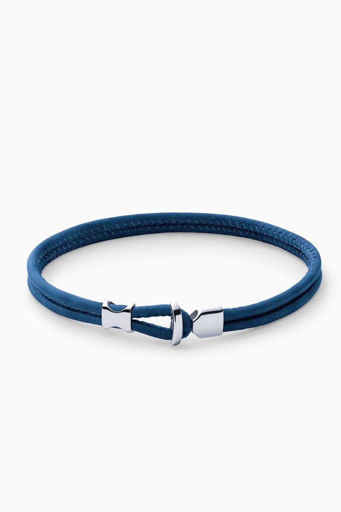 

Orson Loop Bracelet in Sterling Silver & Leather, Blue