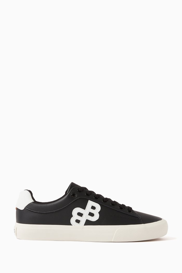 

Aiden Tenn Low-top Sneakers in Rubberised Leather, Black