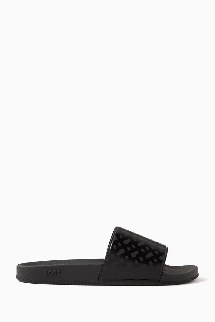 

Bay Monogram Slides in PVC, Black