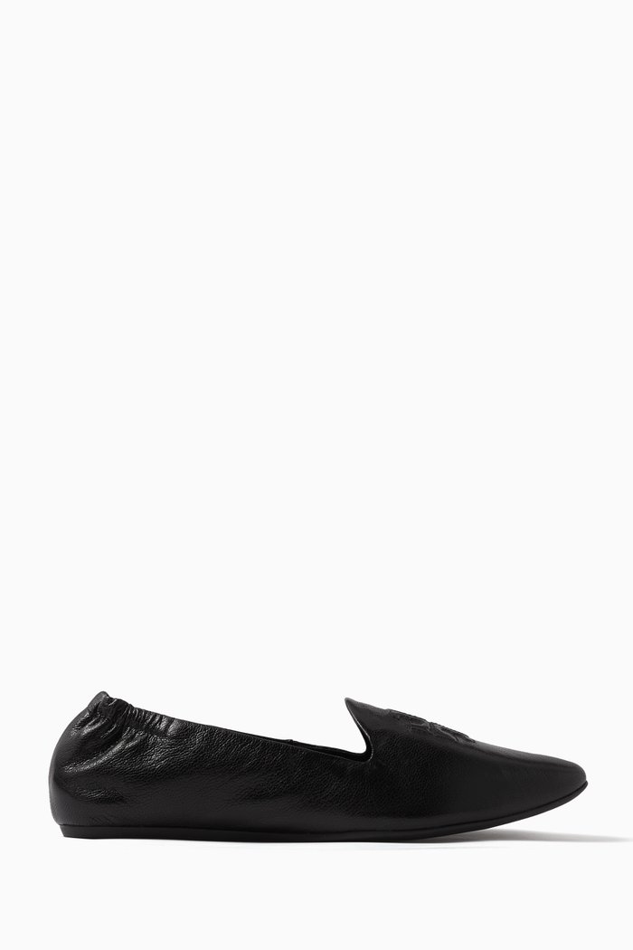 

Smoking Slipper Shoes in Leather, Black