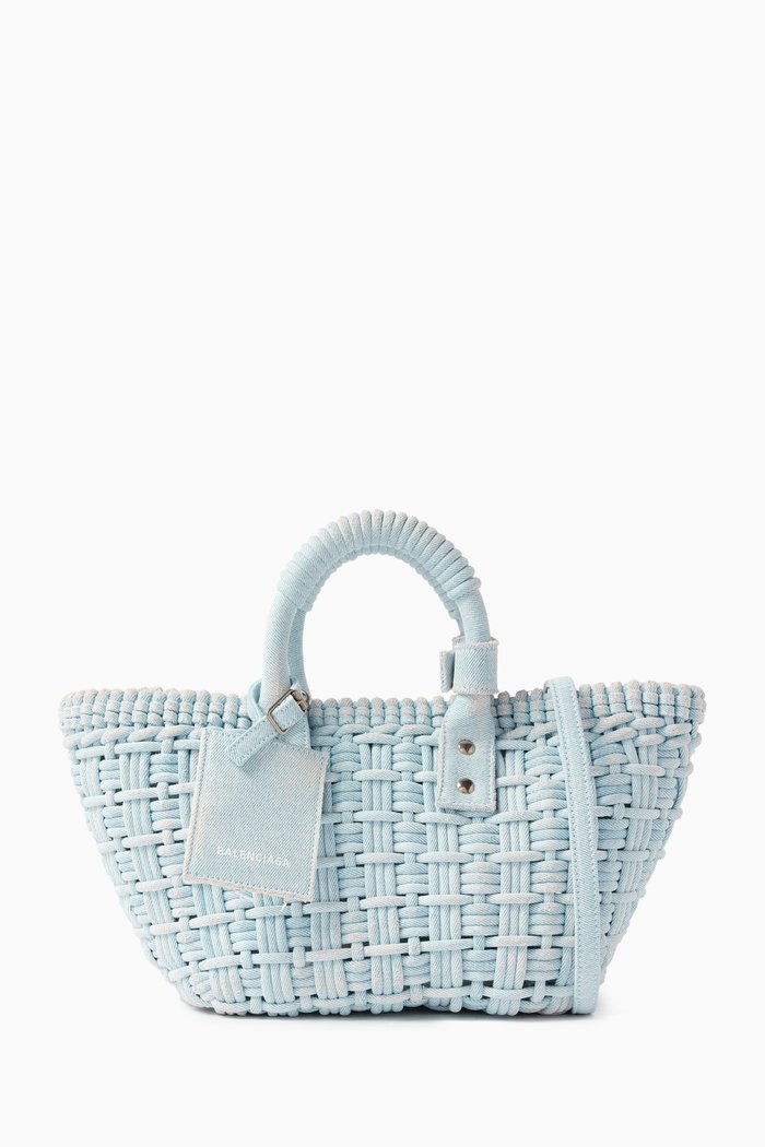 XS Bistro Basket with Strap in Washed Denim, Blue
