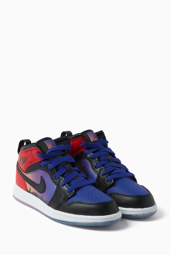 

Air Jordan 1 Mid SS Sneakers in Leather, Multicolour