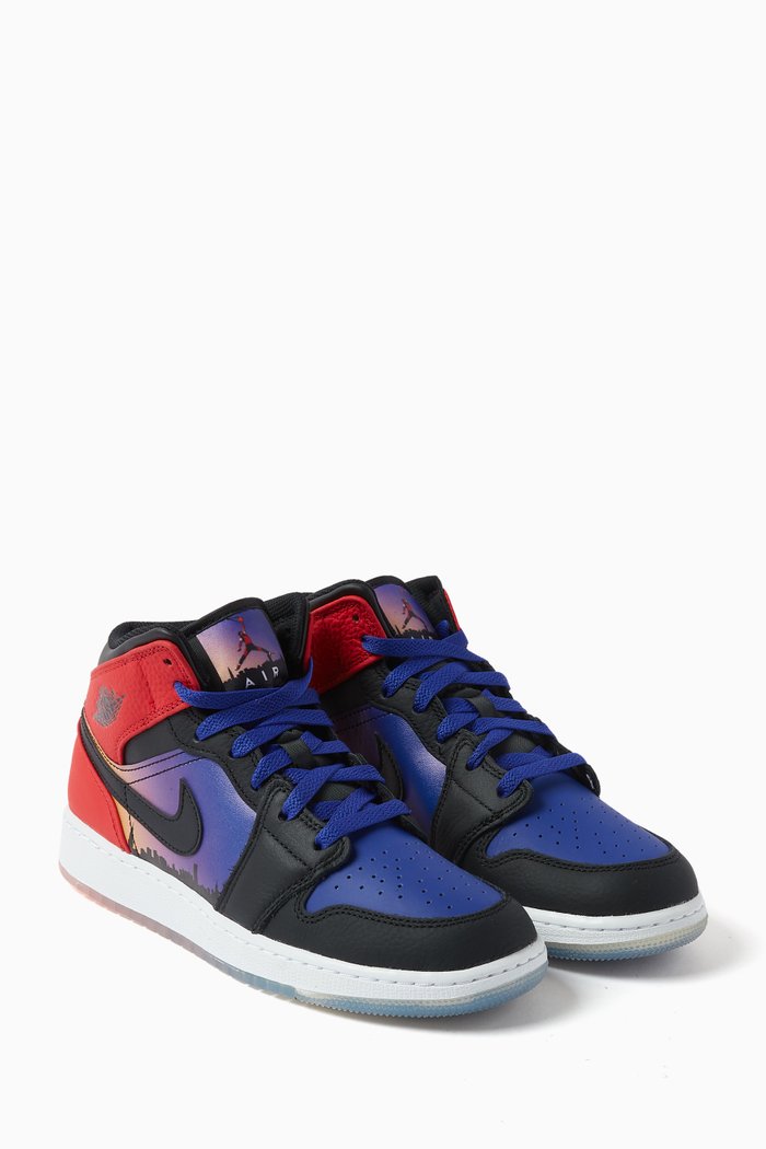 

Air Jordan 1 Mid SS Sneakers in Leather, Multicolour