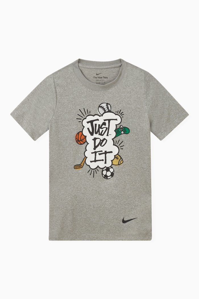 

Dri-FIT Graphic Logo Print T-shirt in Nylon, Grey