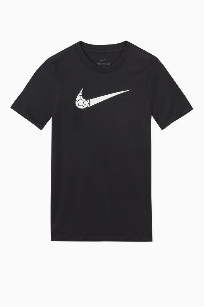

Dri-fit Graphic Swoosh Print T-shirt in Nylon, Black