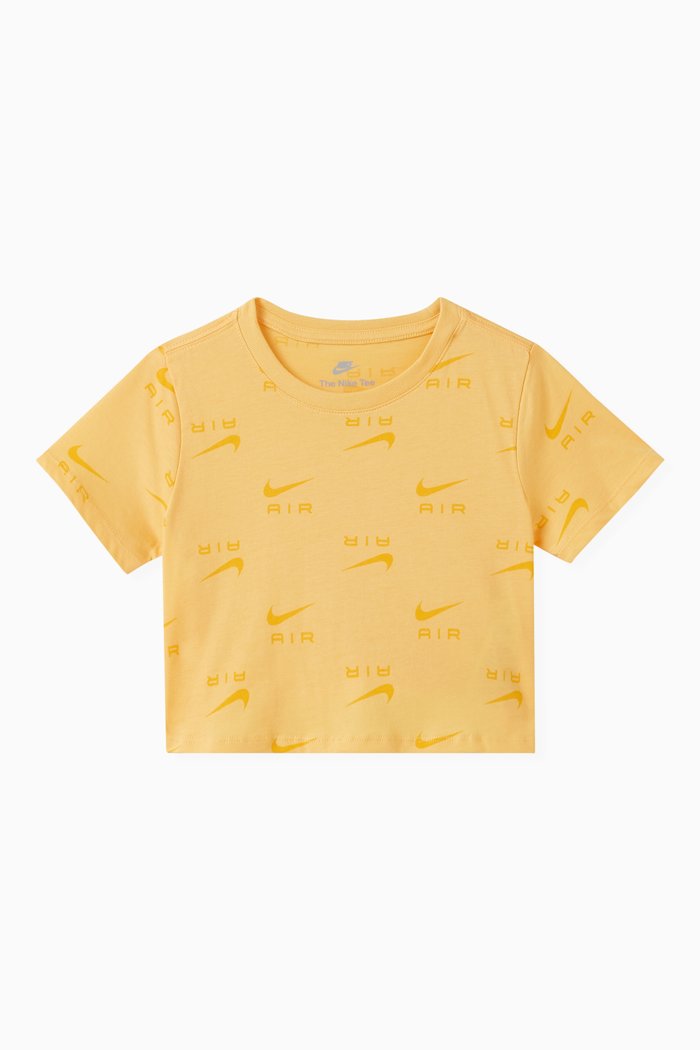 

Logo-print Cropped T-shirt in Cotton, Yellow