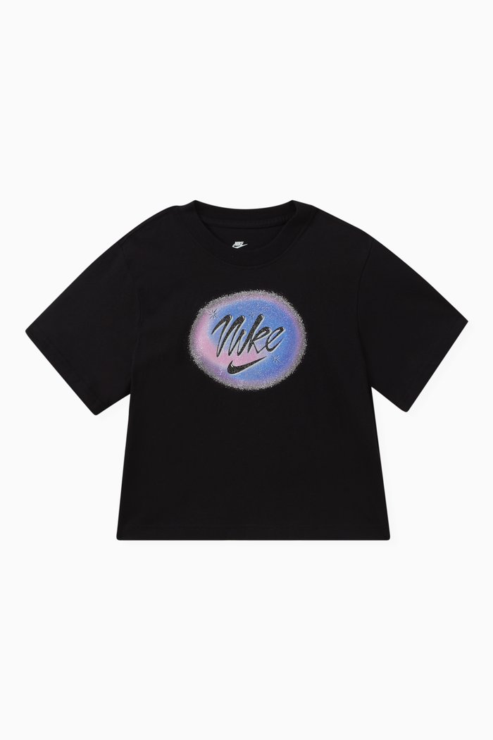 

Printed T-shirt in Cotton Jersey, Black