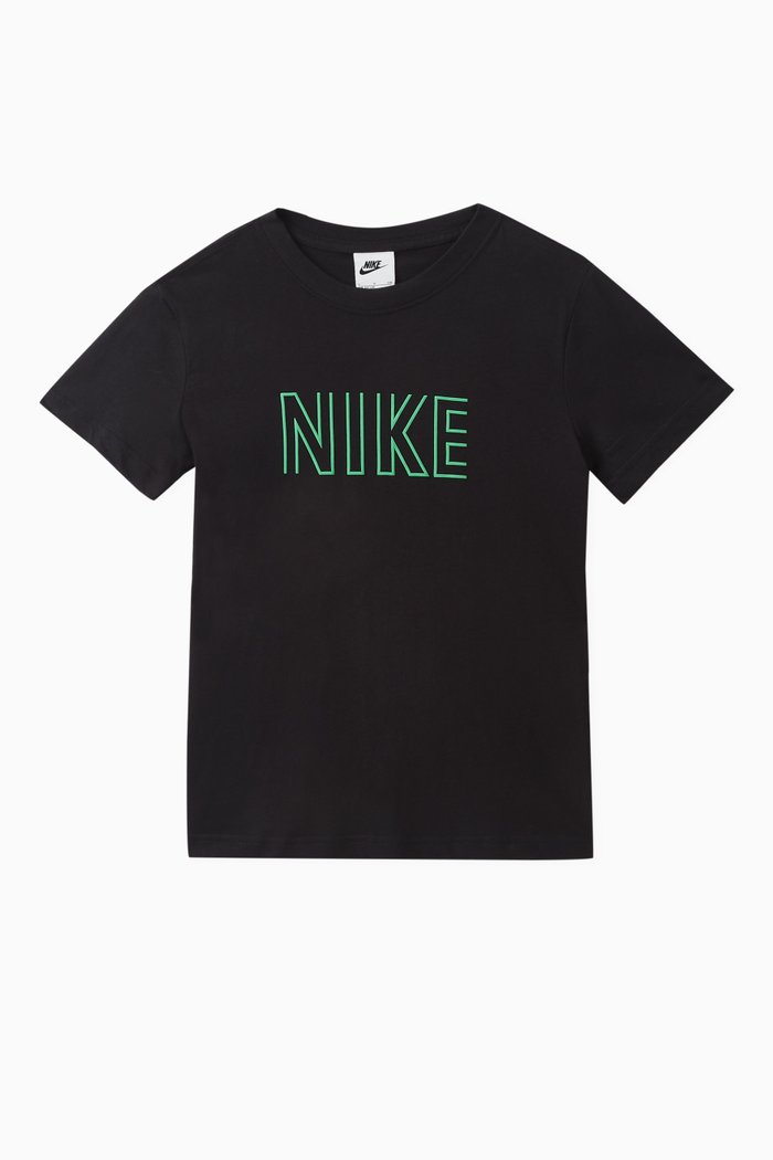

Graphic Logo Print T-shirt in Cotton Jersey, Black