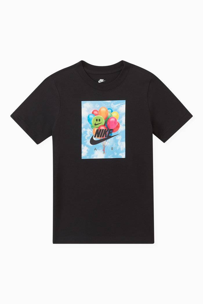 Graphic Logo Print T-shirt in Cotton Jersey, Black