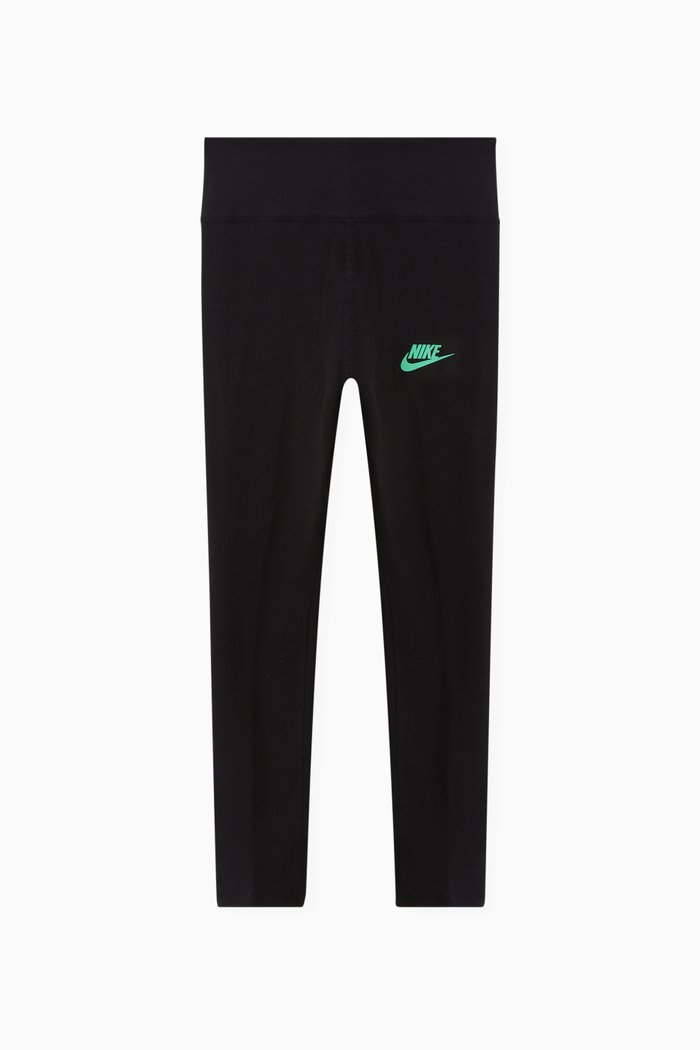 Logo Leggings in Cotton Jersey, Black