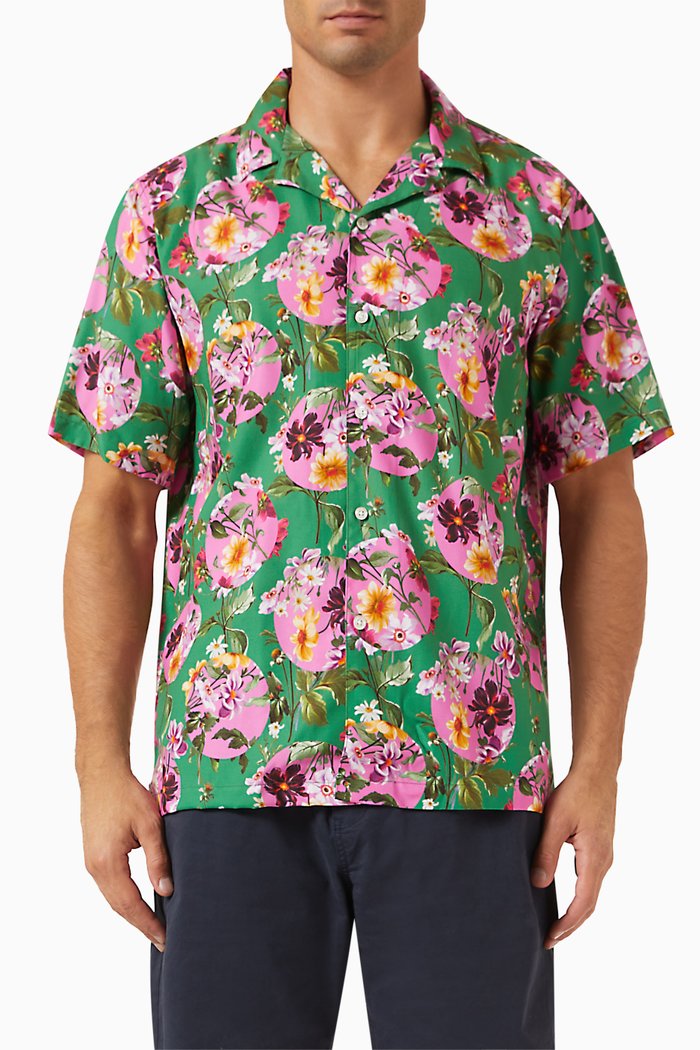 

Liam Floral-print Shirt in Tencel™, Green