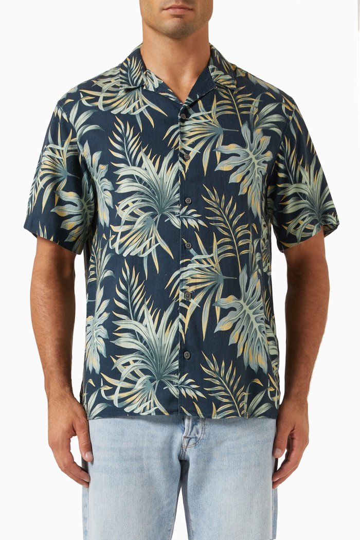 

Noa Printed Shirt in Linen-blend, Blue