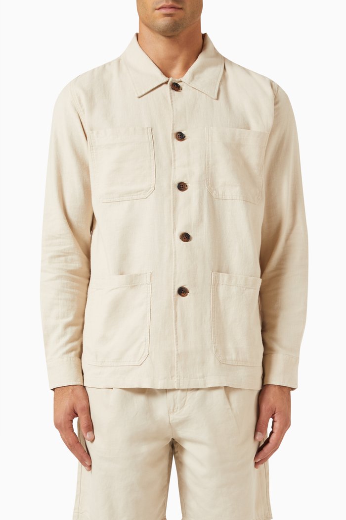 

Brody Overshirt in Organic Cotton-blend, Neutral