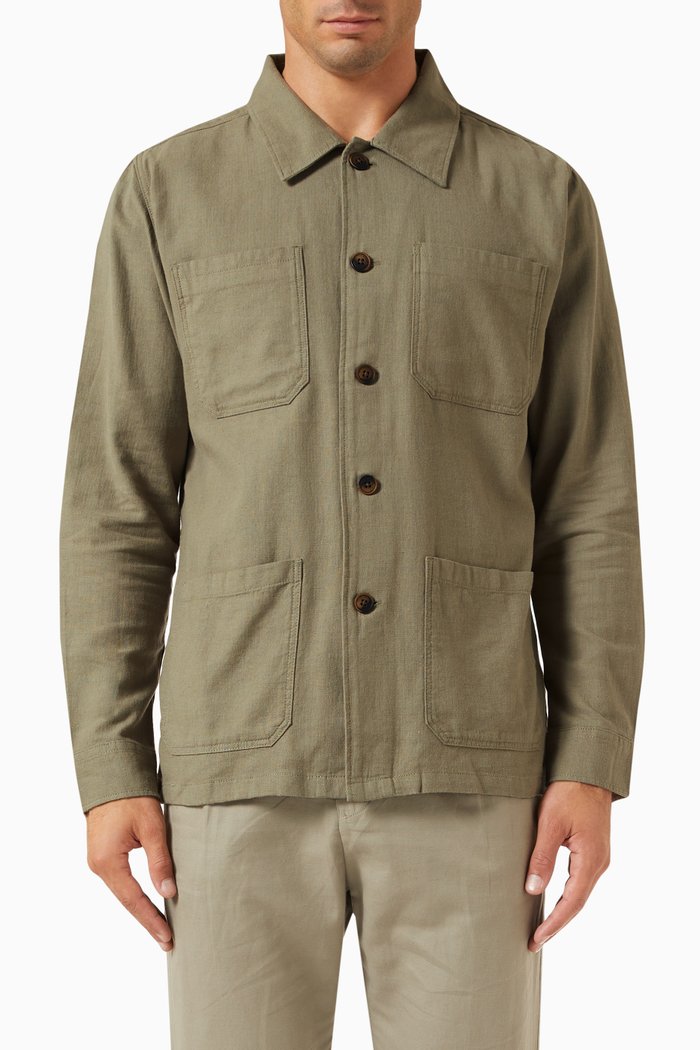 Brody Overshirt in Organic Cotton-blend, Green