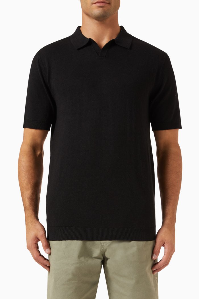 

Lake Polo Shirt in Linen-blend, Black