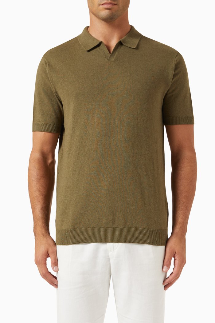 Lake Polo Shirt in Linen-blend, Green