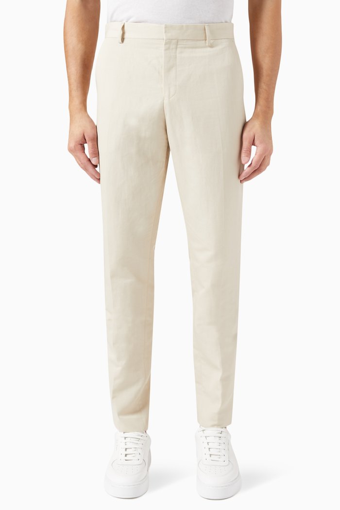 

Slim Fit Pants in Linen, Neutral