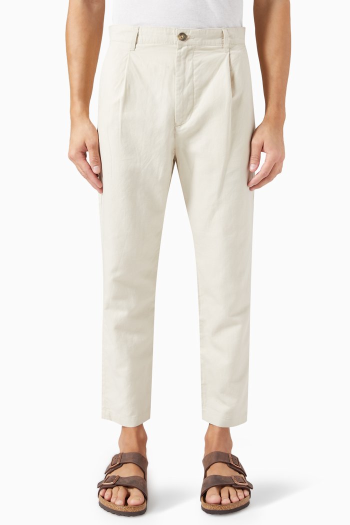 

Crop Pants in Linen-blend, Neutral