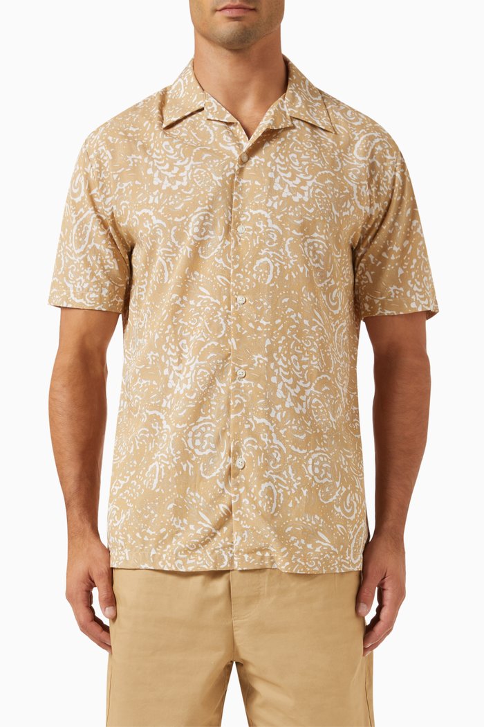 Air Printed Shirt in Organic Cotton-blend, Neutral