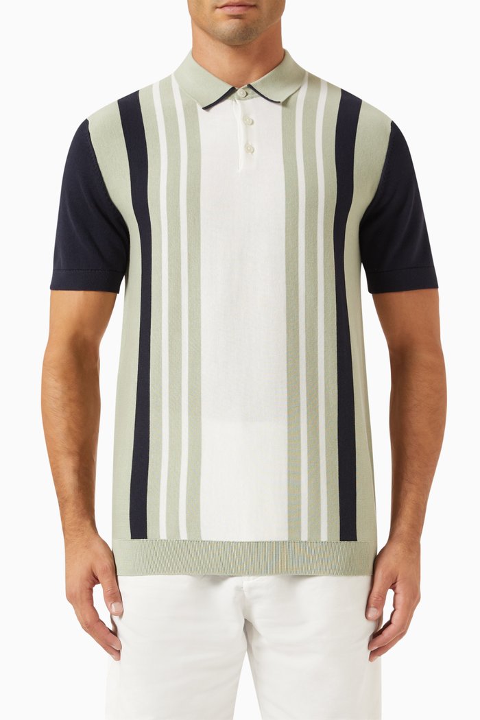 

Mattis Striped Polo Shirt in Organic Cotton-knit, Multicolour