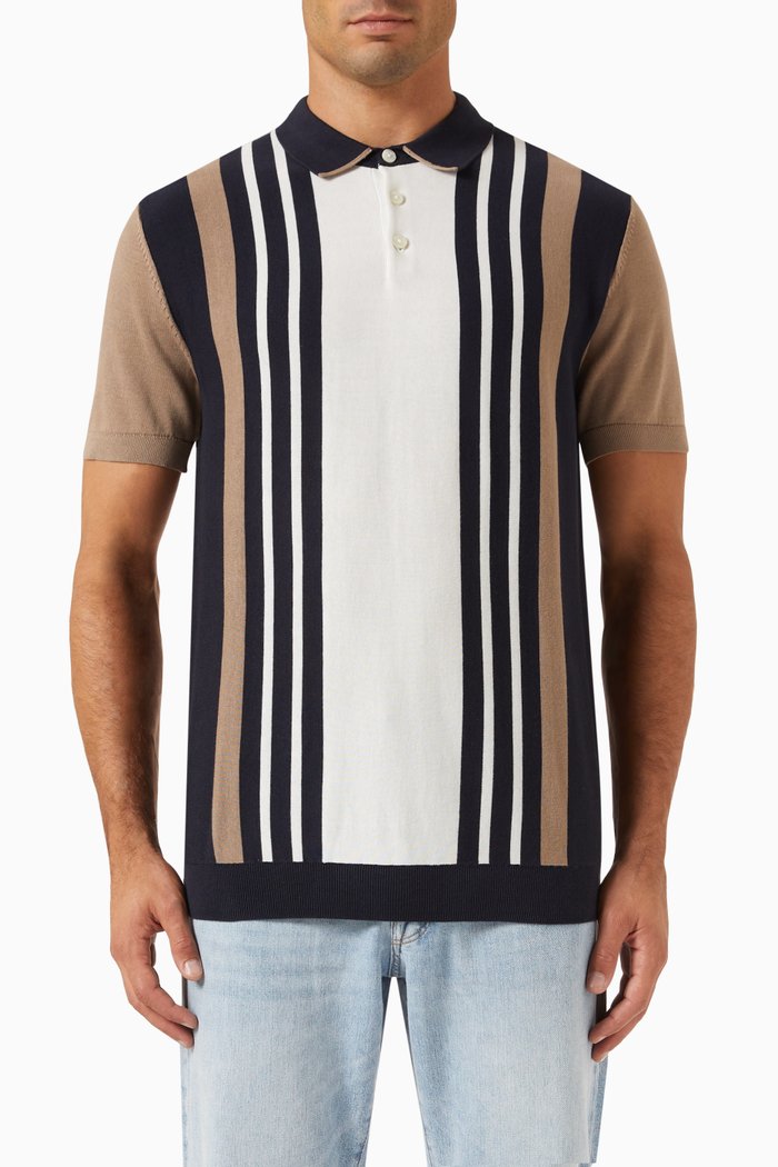 

Mattis Striped Polo Shirt in Organic Cotton-knit, Multicolour