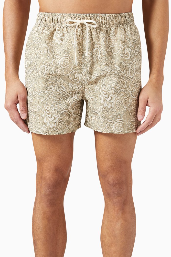 Printed Swim Shorts in Nylon, Neutral